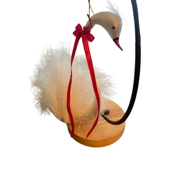 European Style Blown Glass Feathered Swan Hanging Christmas Tree Ornament White - Picture 3 of 6